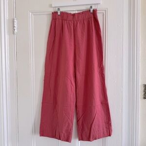 Abercrombie Pink Linen Wide Leg Pants